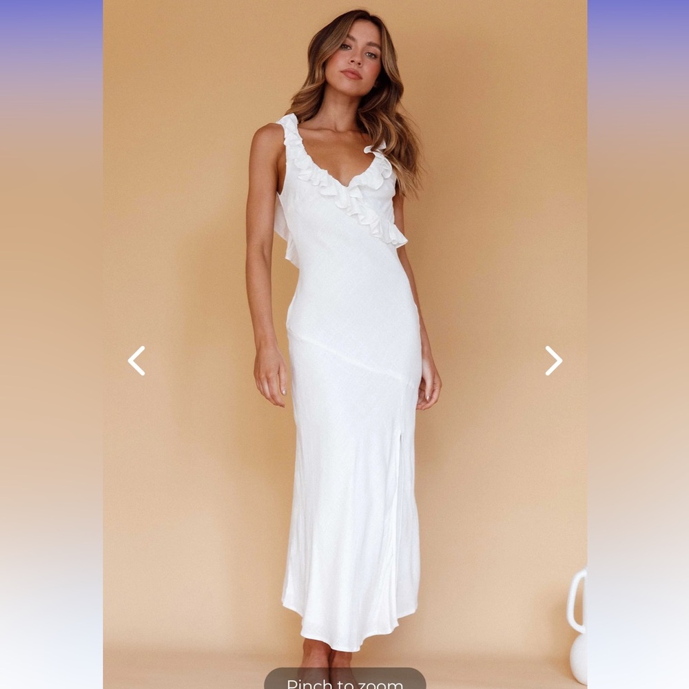 White Ruffle Midi Dress